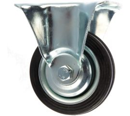 Промышленное неповортное колесо Tech-Krep D75 оцинкованная сталь с резиновой шиной и роликоподшипником, площадка - накладка 148527 