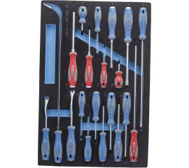 Набор отверток, съемник клипс и гибкий магнит KING TONY ложемент, 20 предметов 9-31920MRV 