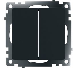 2-клавишный выключатель STEKKER механизм 250В, 10А, серия Катрин, GLS10-7104-05, черный 39606 