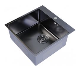 Настольная мойка MIXLINE PRO 50x50, 3 мм, выпуск 3 1/2, 20 см, с сифоном, черный графит 547230 