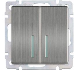 Проходной выключатель Smartbuy 2-клавишный с индикатором 10А серый никель Нептун SBE-05gn-10-SW22-1 