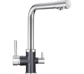Смеситель Granula высокий с краном под питьевую воду хром/шварц GR-3015 