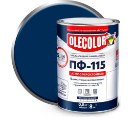 Эмаль OLECOLOR ПФ-115 синий, 0.8 кг 4300000235 