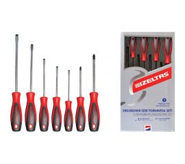 Набор отверток IZELTAS ERGONOMIK прямой+крестообразный шлиц, 7 предметов 4350008107 