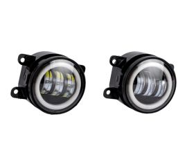 Светодиодная фара AIRLINE PRO с регулируемой световой границей, 32 Вт, белый/ободок, D-90 мм, комплект 2 шт. ALED080 