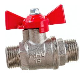 Шаровой для воды VALFEX 1/2"" НР/НР бабочка, никелированная латунь 11Б27фт1М VF.219.NB1.012.Bir 