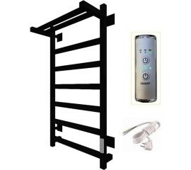 Электрический полотенцесушитель Zox ЛЦ 80x50 с полкой, 7 перекладин, триумф, черный, правый 323 Вт 549230 