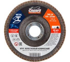 Круг лепестковый конический 125х22 мм, P100 Gepard GP5015-100 