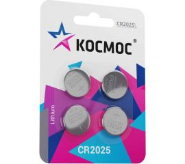 Элемент питания КОСМОС CR2025 3V Lithium 4BL, KOC2025BL4 