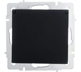 Розетка Lezard VESNA с заземлением, с крышкой, ПБТ, чёрный бархат 742-4288-123B 