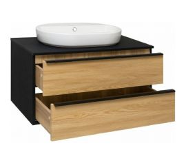 Тумба RUNO Мальта 70 дуб/черный, под умывальник Moduo Square 50/Гамма 56 00-00001097 