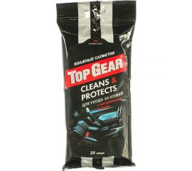 Влажные салфетки для ухода за кожаными поверхностями с воском карнауба АВАНГАРД TOP GEAR 2х16 см, 25 шт. TG-48237 