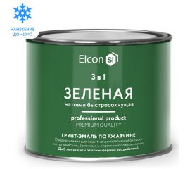 Быстросохнущая грунт-эмаль по металлу Elcon (3 в 1 по ржавчине; матовая; зеленая; 0,4 кг) 00-00462642 