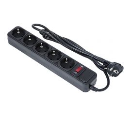 Сетевой фильтр ExeGate SP-5-1.5B 5евро с заземлением, 1.5м, выключатель с подсветкой, черный 266859 