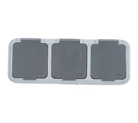 3-местная розетка Bylectrica ОУ IP54, серия ПРАЛЕСКА АКВА, серый, РА16-0131(03) 