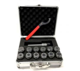 Патрон цанговый КМ4 с набором цанг ER32 12 шт 3, 4, 5, 6, 8, 10, 12, 14, 15, 16, 18, 20 мм SOVIS 5114 