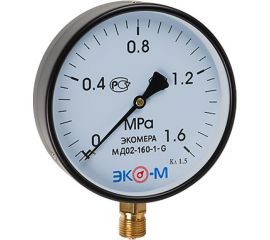 Манометр ЭКО-М Экомера МД02-160 мм 0..1,6 МПа G1\2 МД02-160-G-1,6МПа 