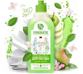 Средство для мытья посуды SYNERGETIC 500 мл, Яблоко, антибактериальное, дозатор 605559 103052 