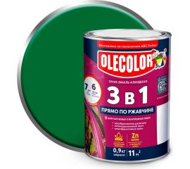 Грунт-эмаль по ржавчине OLECOLOR зеленый, 0.9 кг 4300005933 