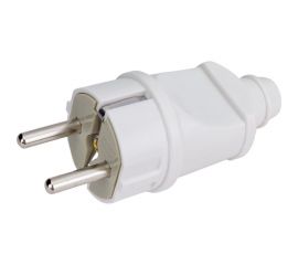 Вилка TDM прямая, с заземлением, белая, 16А, 250В, серии ""Народная"" SQ1806-0403 