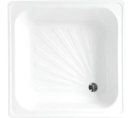 Стальной поддон Loranto квадратный 90x90x15 толщина стенок 0,9 мм, отверстие для слива 5 см 77020 