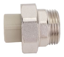 Муфта комбинированная разъемная с наружной резьбой VALFEX PP-R серая, 20 мм х1"" 10156125Г 127-0343 