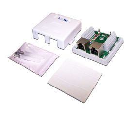 Настенная розетка TWT 2 порта RJ-45, категория 5е, экранированная, белая, SM2-4545/S-WH 