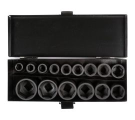 Набор головок ударных 15 шт, 10-32 мм, 38 мм, 1/2"", металлический кейс Airline ATAS041 