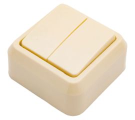 Двухклавишный выключатель ООО Ливны-Электро открытой установки А2-004 УХЛ 4 слоновая кость ВОП 17 