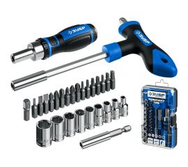 Набор: реверсивная и Т-образная отвертки с насадками 29 шт ЗУБР Компакт-Т29 25168-H29_z01 