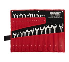 Набор комбинированных ключей REXANT 6-32 мм, 26 шт, CrV, полированный хром, в сумке 12-5848 