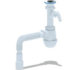 Сифон для умывальника/мойки АНИ Пласт бутылочный, 1 1/2x40, гофра, 40х40/50, с отводом, нержавеющая сетка A1015 025-0407 