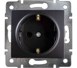 Розетка Lezard KARINA, с заземлением, керамика, чёрный бархат 707-4288-122 