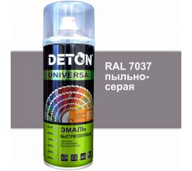 Эмаль DETON акриловая, быстросохнущая, пыльно-серый, RAL 7037, аэрозоль 520 мл DTN-A07526 