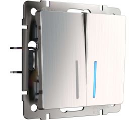 Двухклавишный выключатель WERKEL W1120102 с подсветкой глянцевый никель a051094 