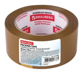 Клейкая лента BRAUBERG 48 мм х 100 м, упаковочная, коричневая, 45 мкм, 221688 