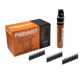 Кованые гвозди с ребрами жесткости Fedast 2.7х22 мм, Bullet Point, 1000 шт. + газовый баллон FD2722RBPFC 