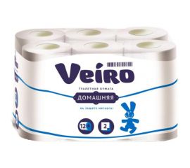 Туалетная бумага Veiro Домашняя 2-х слойная, белая, 12 шт 34398 