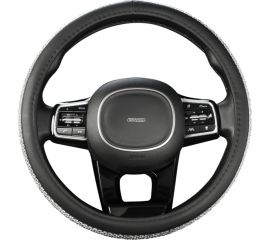 Оплетка SKYWAY Crystal-1 M черная экокожа/серебряные стразы S01102461 