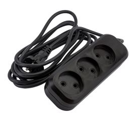 Сетевой удлинитель МПП УДЛИНИТЕЛЬ У-3-3, 1300 Вт, 6А, 3гнезда, 3 м, без заземления, черный, ПВС, 2x0,75 999000000003702 