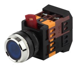 Кнопка ЭРА ABLFS-22 синий, d22мм, неон, 240В, 1з+1р, 10/400/3200 Б0045657 