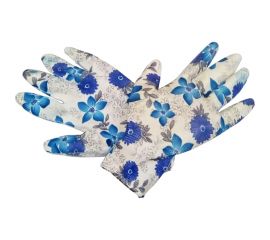 Садовые перчатки СПЕЦ Garden Flowers полиэстер, с прозрачным нитриловым покрытием, р. М/8 GF-PN-01M 