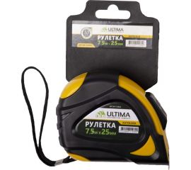 Рулетка ULTIMA AutoLock, 7,5 м х 25 мм, обрез корпус, автоматическая фиксация, 131023 