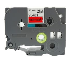 Лента Vell VL-431 Brother TZE-431, 12 мм, черный на красном, для PT 1010/1280/D200/H105/E100 320082 