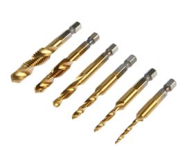 Набор сверл-метчиков ТУНДРА, TiN, шестигранный хвостовик, М3-М10, 65-72 мм, 6 шт. 7139567 