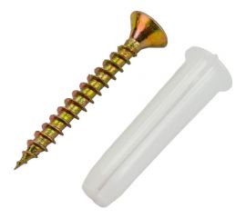 Набор для крепления ВИРТУОЗ дюбель 8х35, шуруп 5х40 потайная головка, желтый цинк, 18 шт. 00422 