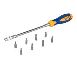 Отверточная гибкая рукоятка со вставками 9 предметов KRAFT KT 700469 