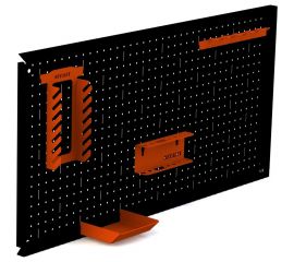 Металлическая перфопанель ООО Металекс Metalex 600x1600 чёрная с комплектом аксессуаров PRCHA60160 