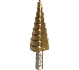 Сверло ступенчатое по металлу 4-20 мм, 9 ступеней, шаг 2 мм, высота ступени 5 мм Энкор 21641 