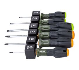 Набор отвёрток Дело Техники c трехкомпонентными рукоятками, 3х75; 4х100; 6,5х100; PH0х75; PH1х100; PH2х100 мм, 6 штук 728061 